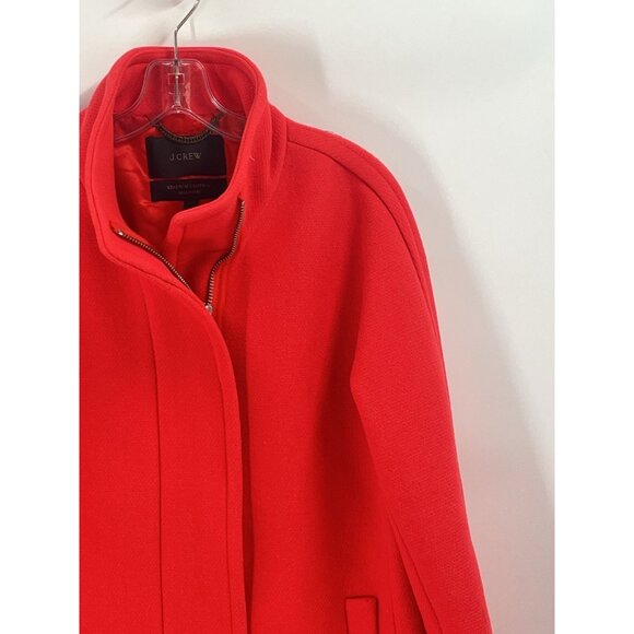 J Crew Red Stadium Cloth Coat Nello Gori Cocoon Full Zip Sz 6 B2770 - Picture 2 of 7